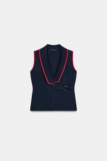 GILET CROISÉ À BOUCLES - Bleu marine de Zara - Image 5