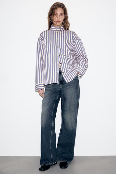 CAMISA RAYAS - Crudo / Azul de Zara
