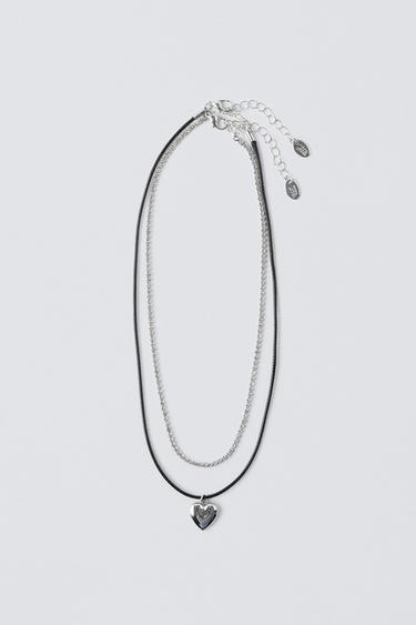 LOT DE DEUX COLLIERS AVEC STRASS ET CORDON - Argent de Zara - Image 2