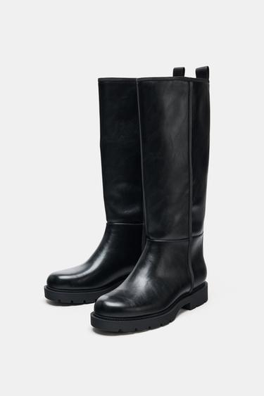 BOTA DETALLE PESPUNTE - Negro de Zara