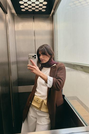 БЛЕЙЗЕР С РУКАВАМИ 3/4 И ПРИНТОВАННЫМИ МАНЖЕТАМИ — КОРИЧНЕВЫЙ от Zara