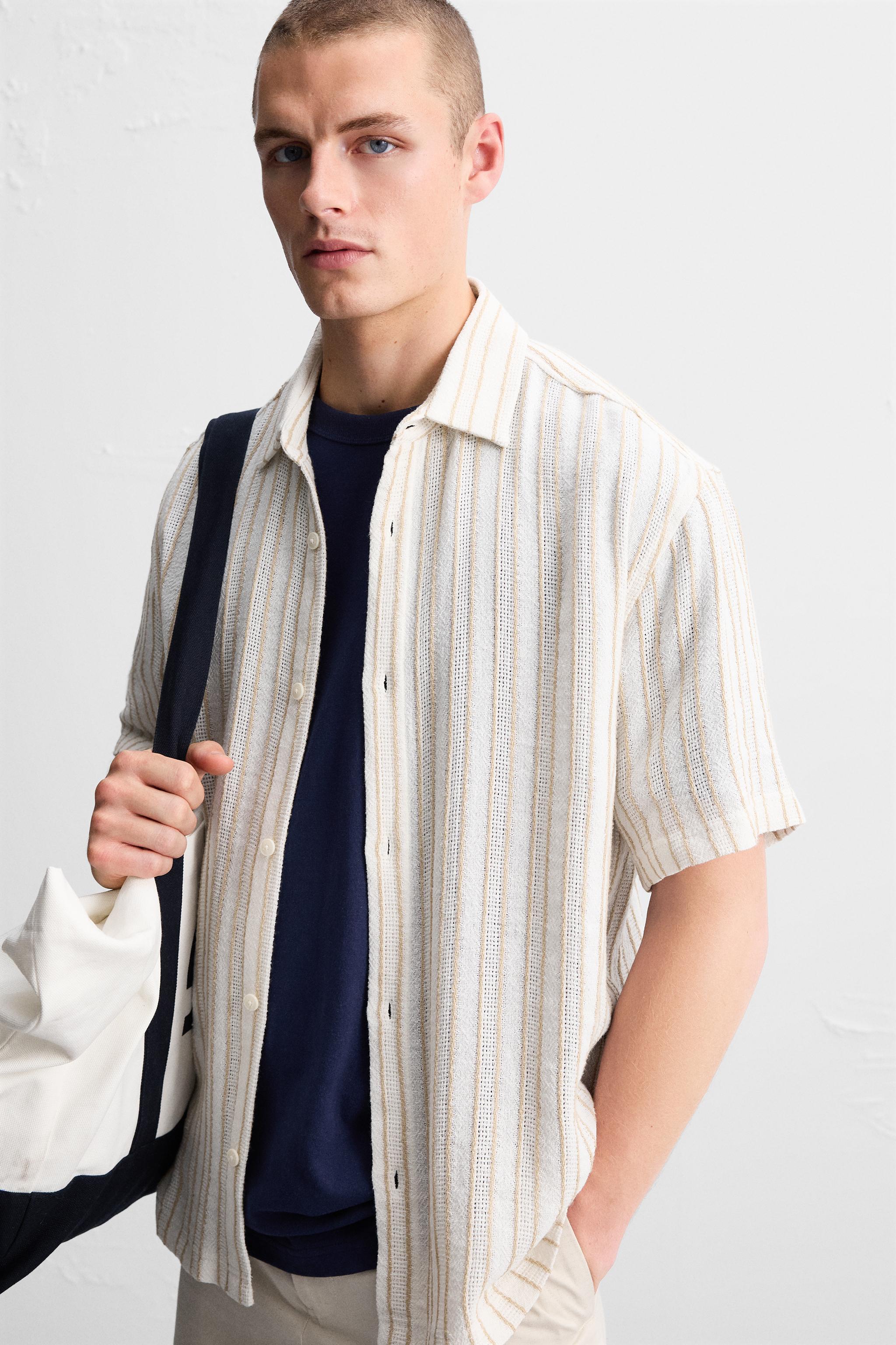 TEXTURED STRIPED SHIRT - Ecru / Beige | ZARA United States