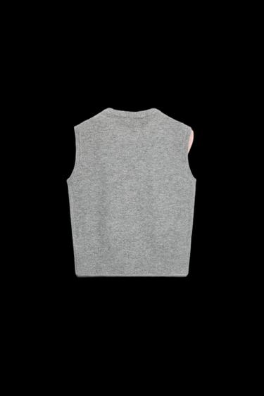 TOP CHALECO PUNTO LAZO - Gris de Zara