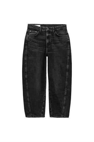 JEANS TRF VOLUMEN CROP TIRO MEDIO - Negro de Zara