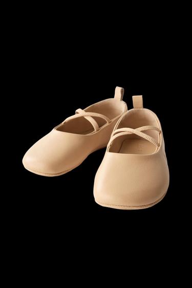 LEATHER BALLERINAS - Sand Brown by Zara