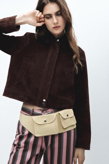 Zara 100% SUEDE LEATHER JACKET - Dark brown