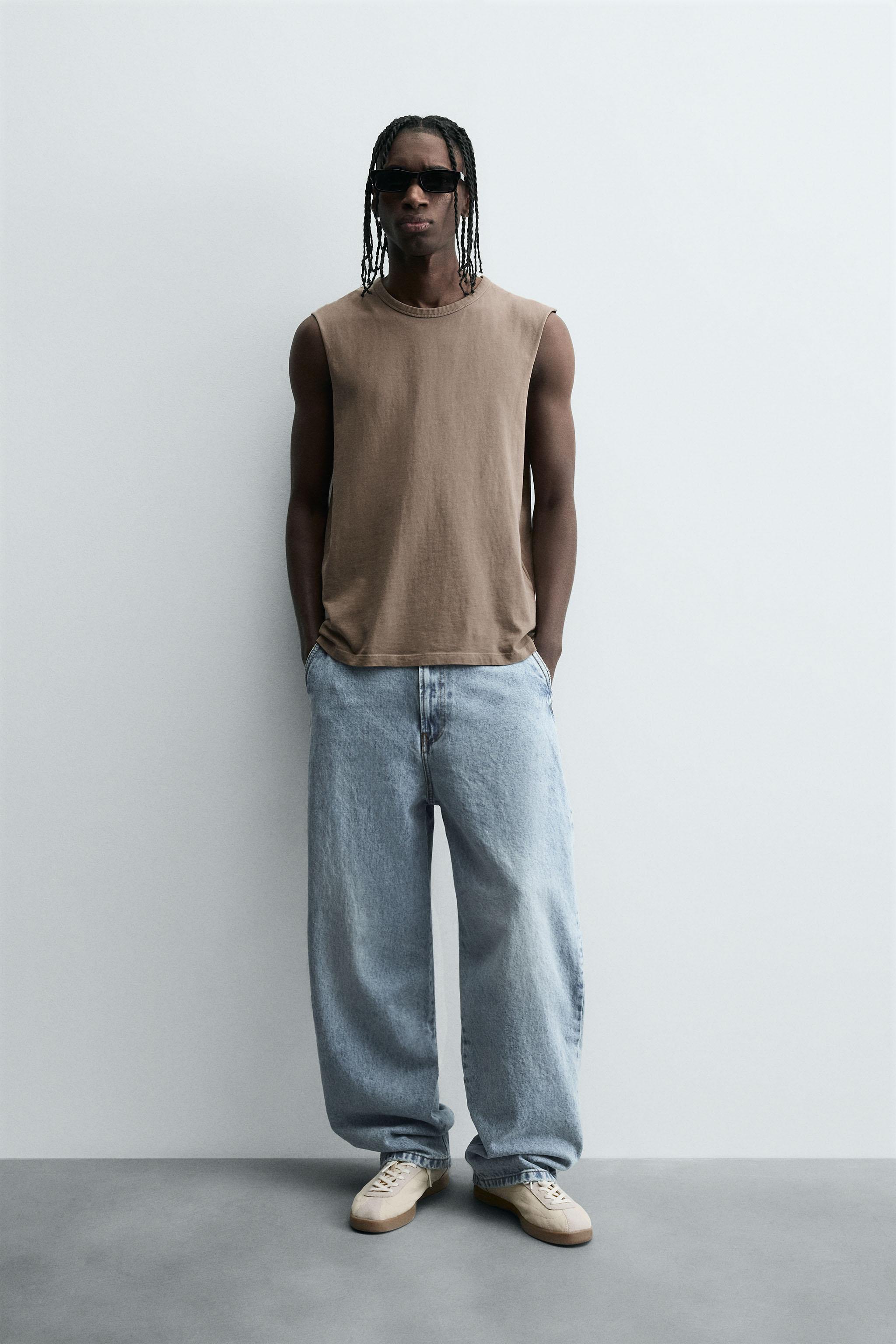 CALÇA CHINO JEANS LAVADA - Azul | ZARA Brasil