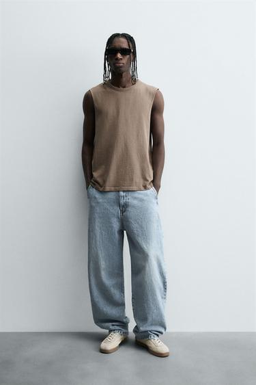 PANTALÓN CHINO DENIM LAVADO - Azul de Zara - Imagen 0