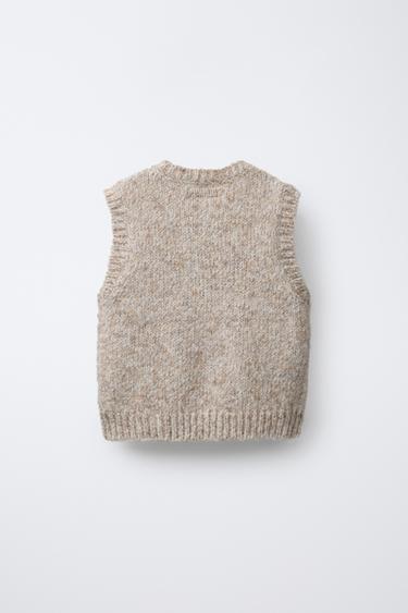 KNIT VEST - Tan marl by Zara - Image 1
