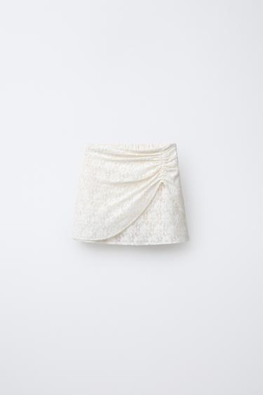 JUPE DENTELLE DRAPÉE - Écru de Zara - Image 0