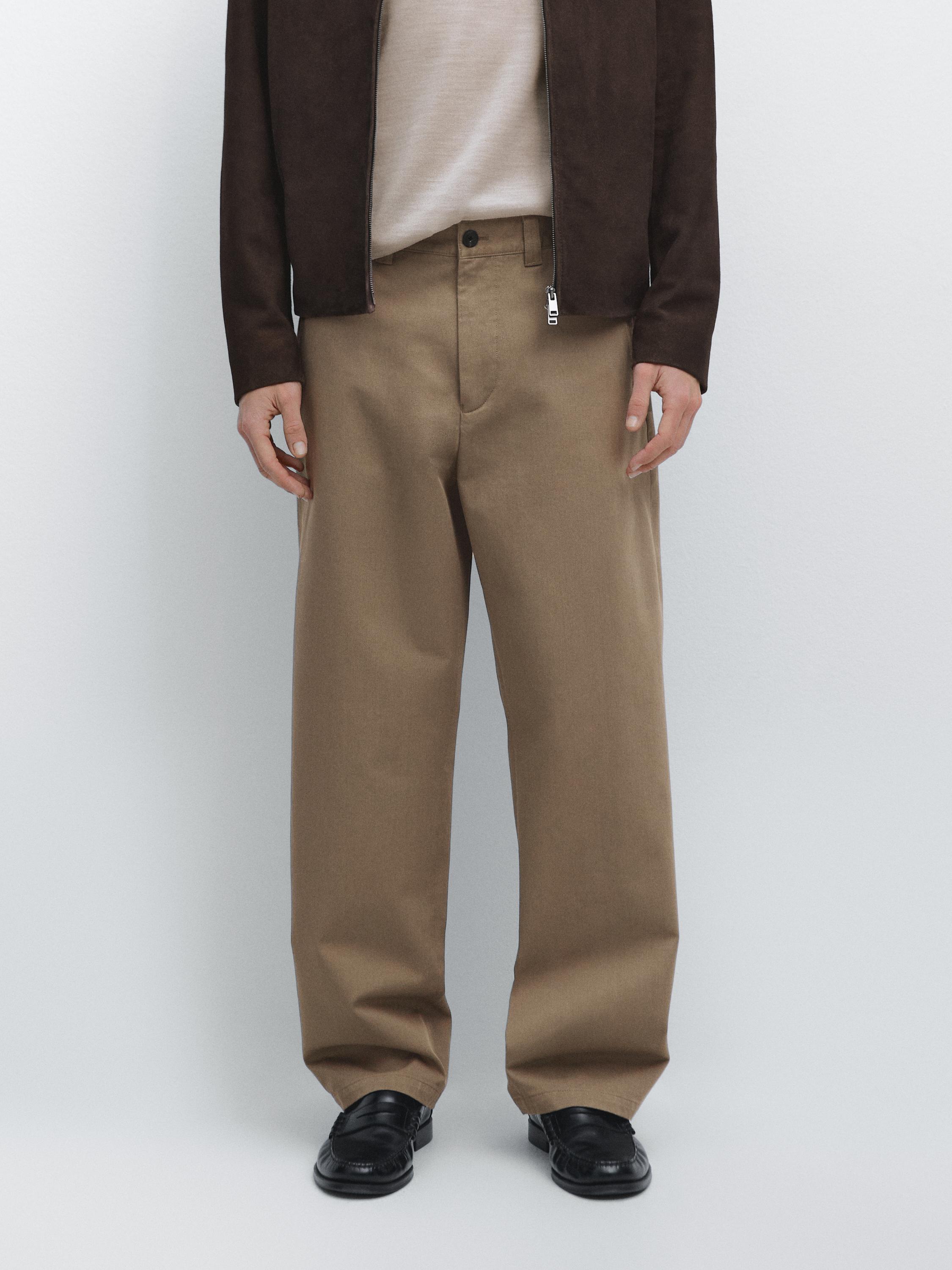 Relaxed fit cotton trousers — Mink