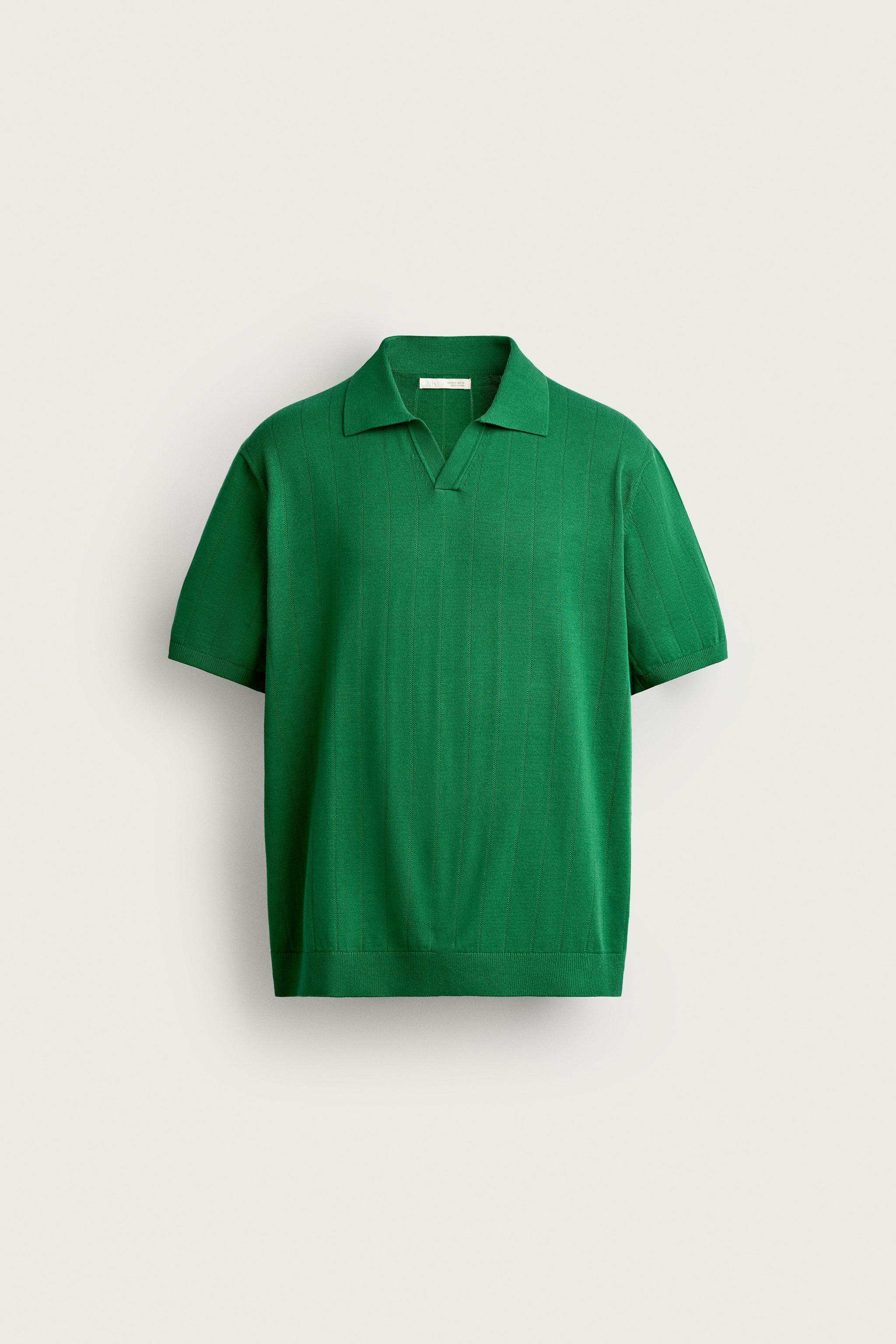 REGULAR FIT RIBBED KNIT POLO — Emerald