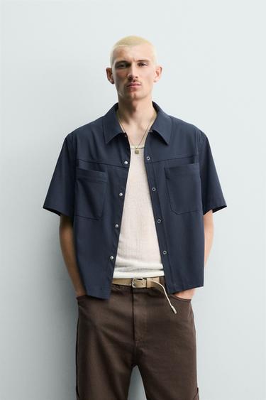 RELAXED FIT TECHNICAL SHIRT - Blue by Zara