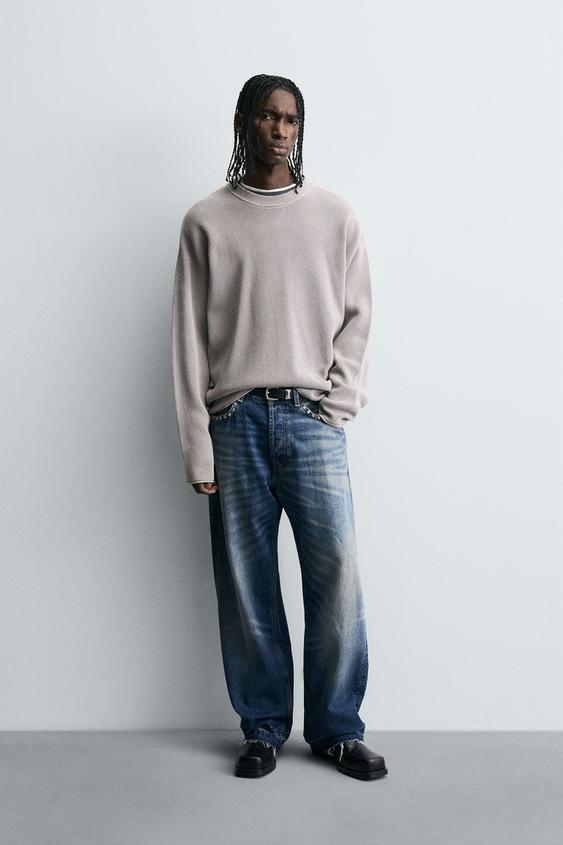 WASHED WAFFLE-KNIT JUMPER