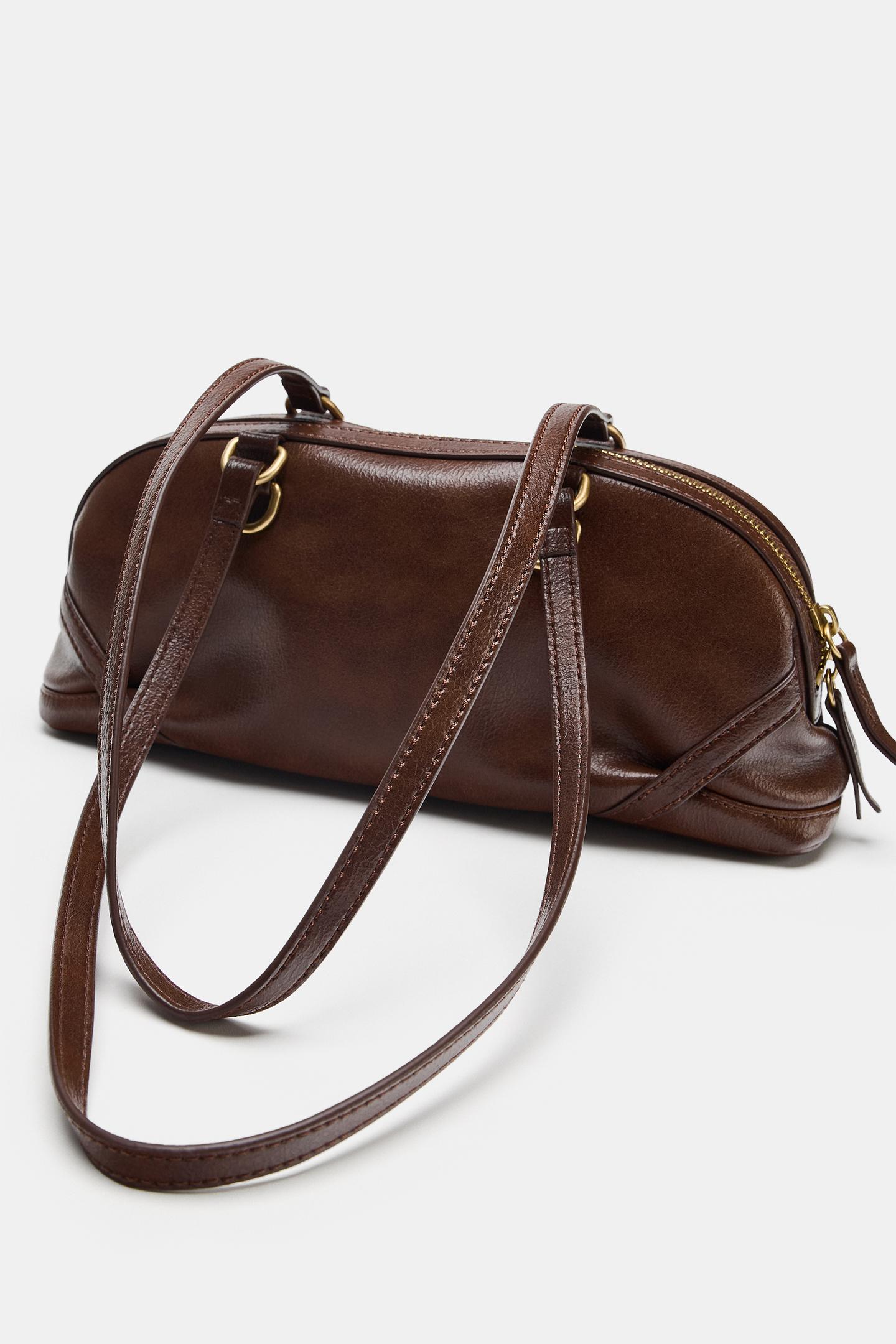 Женская сумка Zara Ring-Detail Shoulder, цвет: Коричневый — фото 2