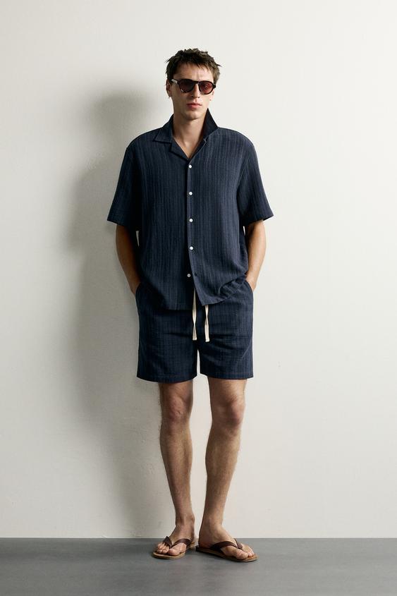 CAMISA JACQUARD GEOMÉTRICO - Marino de Zara - Imagen 0