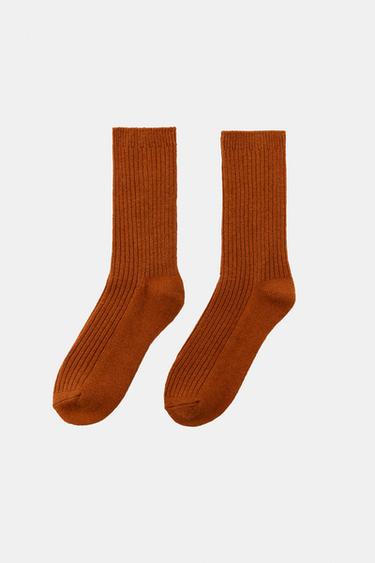 VISCOSE RIB SOCKS - Orange by Zara