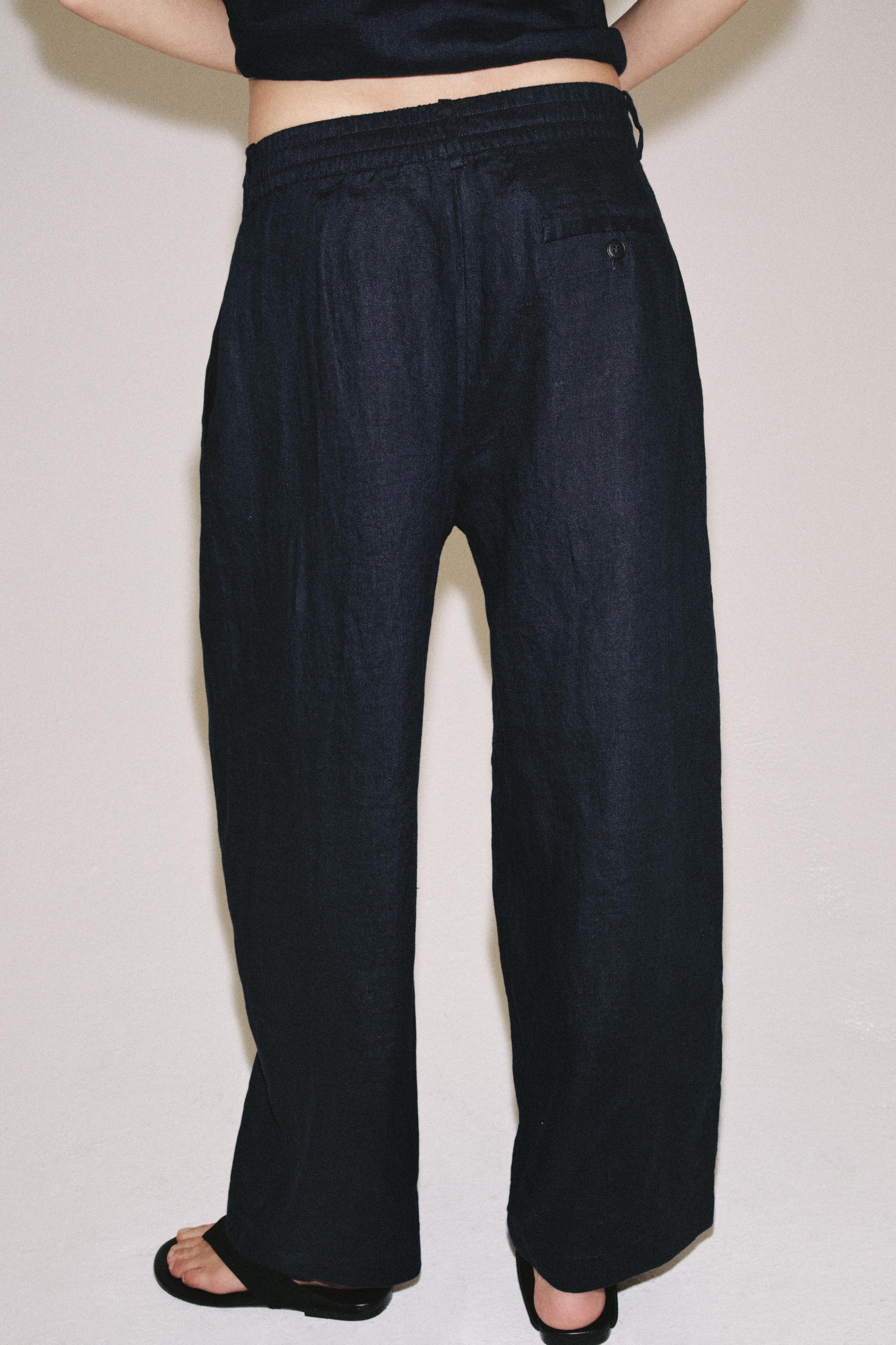 Женские брюки Zara ZW COLLECTION 100% LINEN PLEATED PANTS — фото 3