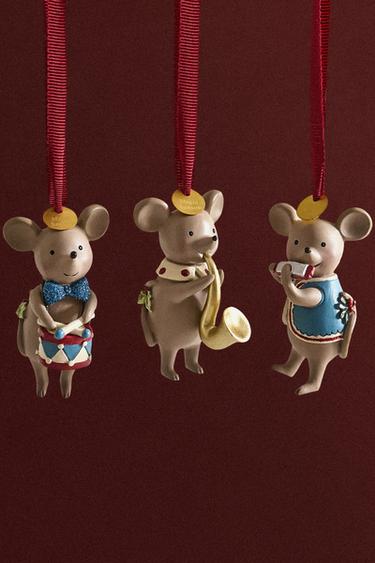 Zara PACK OF MUSICAL MOUSE CHRISTMAS TREE DECORATIONS (PACK OF 3) - 多色