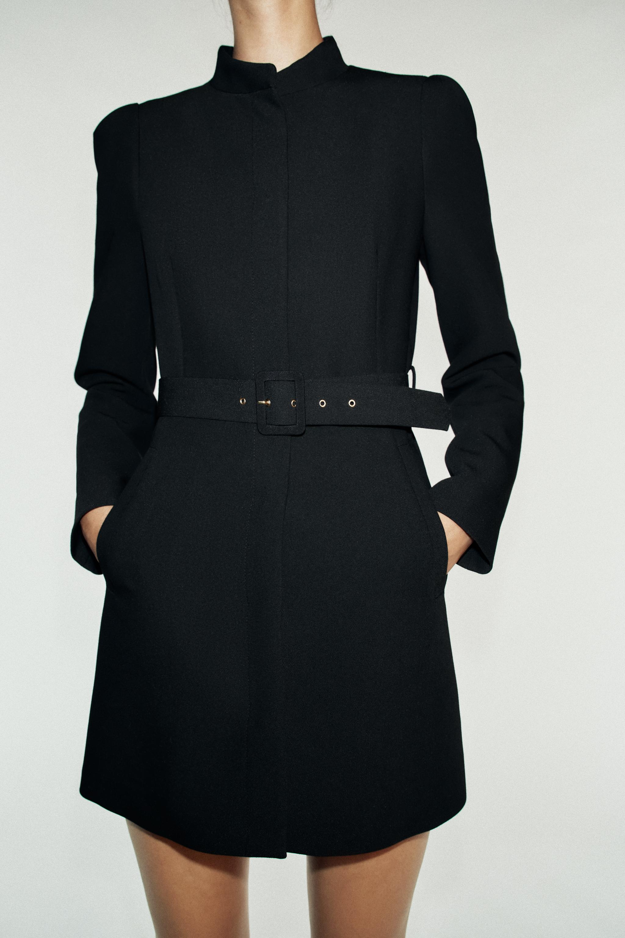 BELTED LONG BLAZER — Black