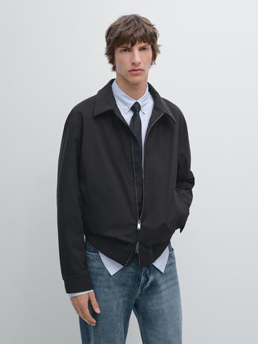 Veste bomber déperlante détail bas - Noir de Zara