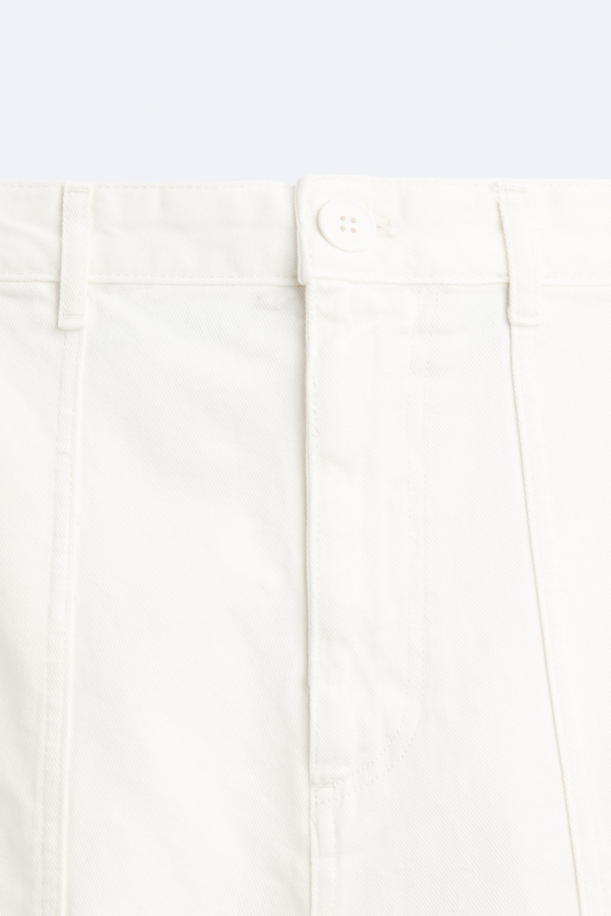 TEXTURED TWILL TROUSERS - Oyster-white