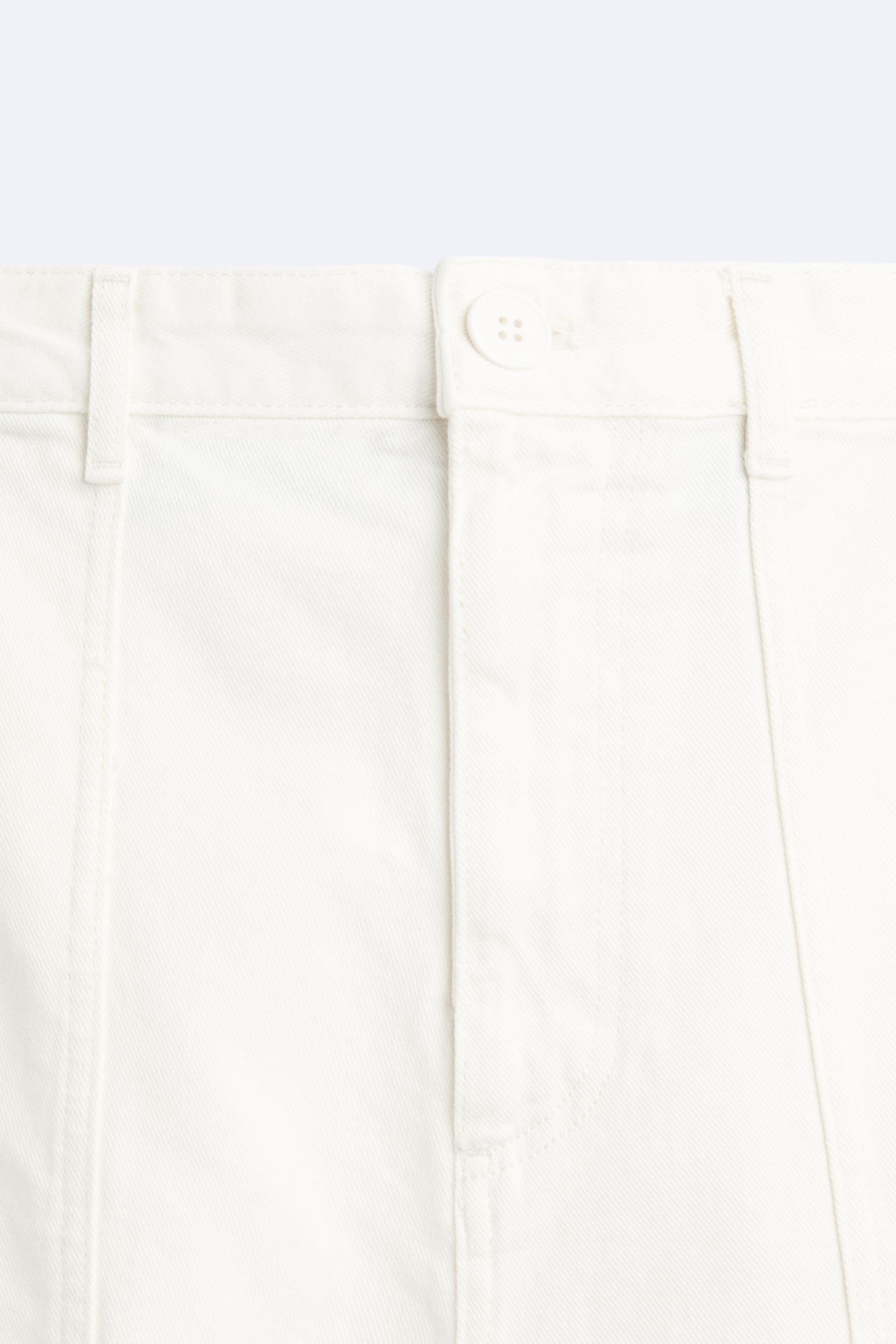 TEXTURED TWILL TROUSERS - Oyster-white