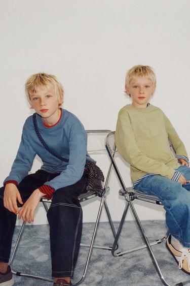 PODSTAWOWA KOSZULKA O ŚREDNIEJ GRAMATURZE - Niebieski stonowany Zara