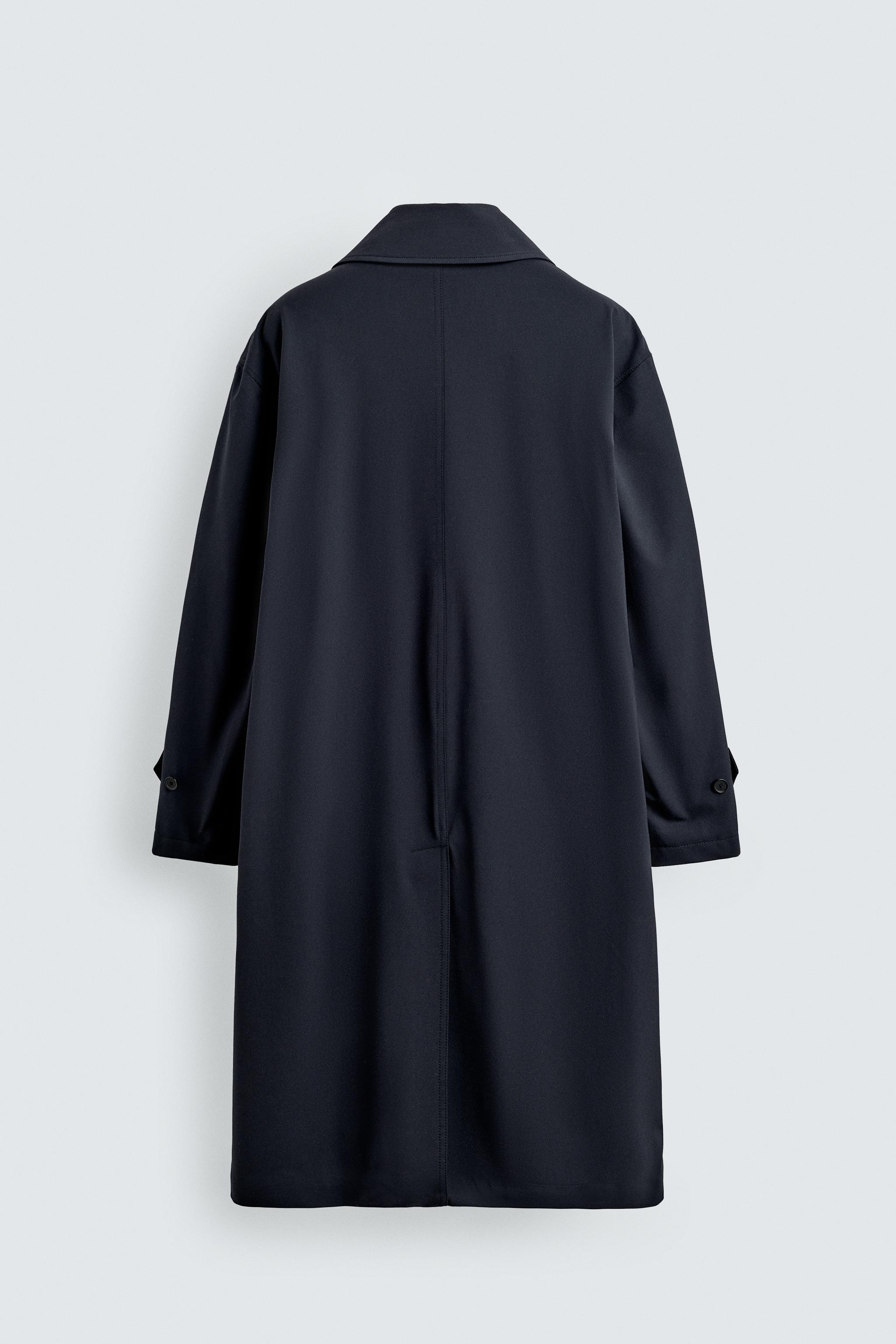 FLOWING DOUBLE-BREASTED TRENCH COAT - navy | ZARA India