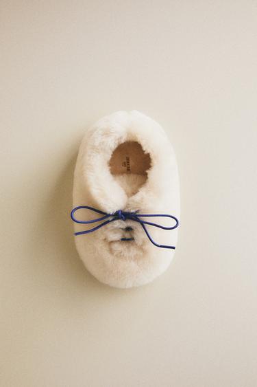 KIDS' THE ANIMALS OBSERVATORY FAUX FUR SLIPPERS - Beige by Zara - Image 5