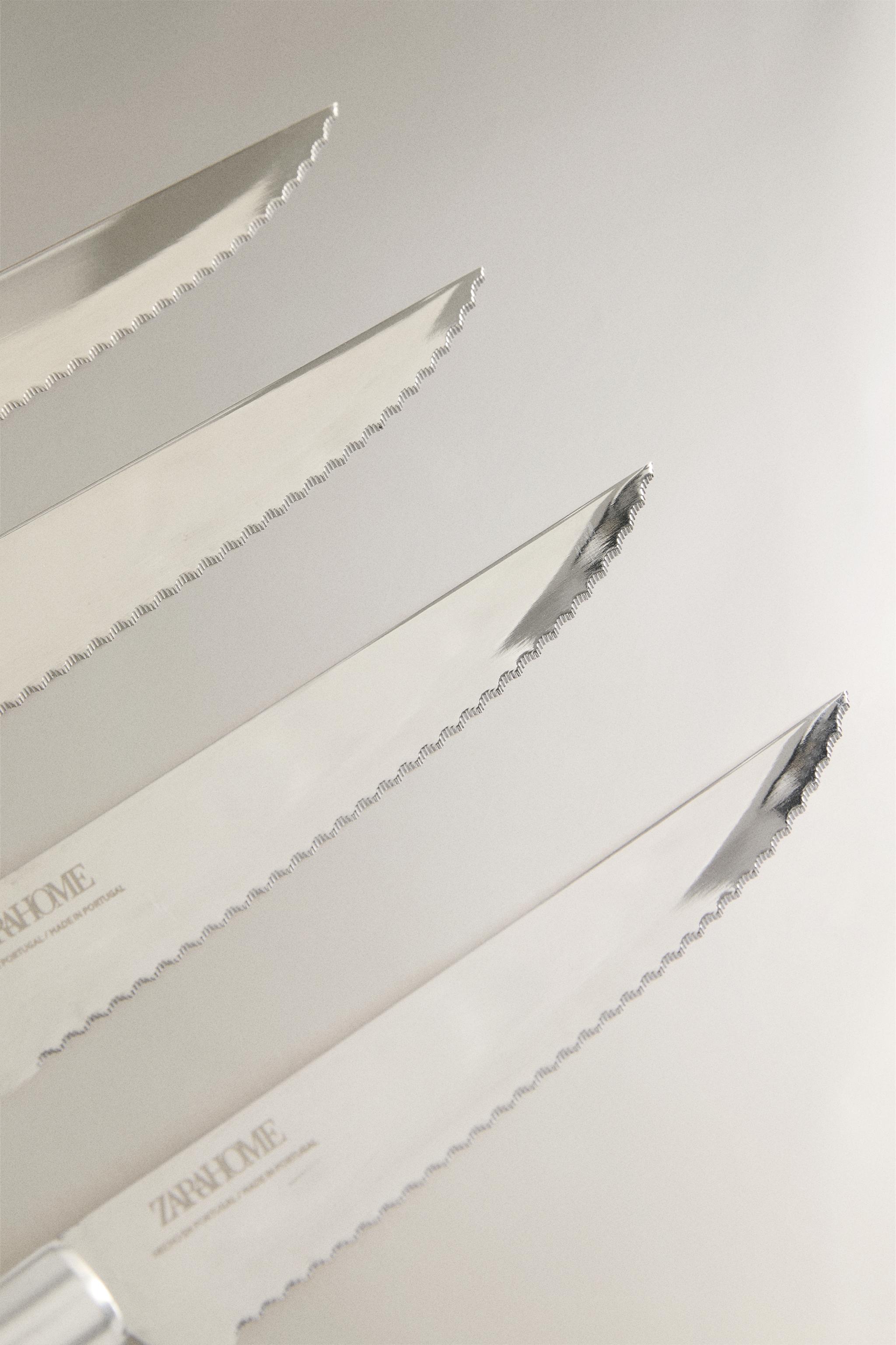 BEECH WOOD STEAK KNIFE SET (SET OF 4) — Brown