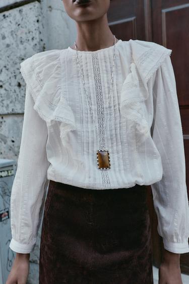 CHEMISE ROMANTIQUE À VOLANTS - Blanc cassé de Zara - Image 1