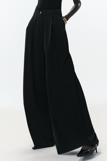FLOWING PALAZZO TROUSERS - Black by Zara - Image 1