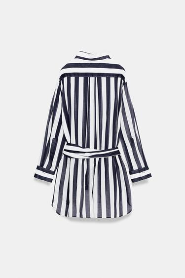 CHEMISE À RAYURES ZW COLLECTION - Blanc / Bleu marine de Zara - Image 8