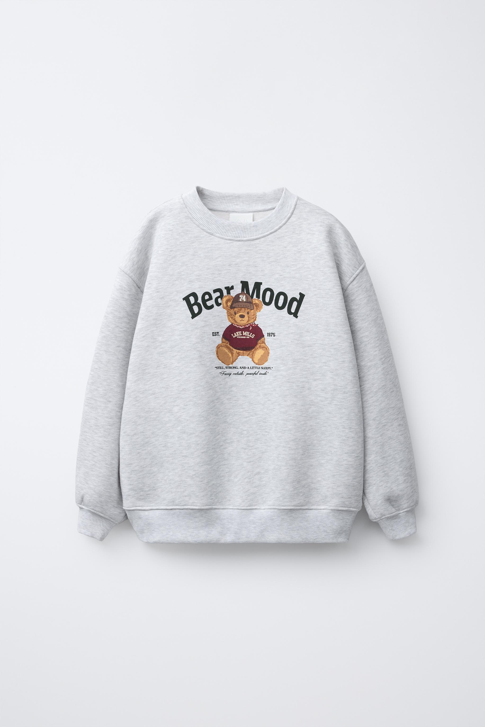BEAR PRINT SWEATSHIRT - Grey marl | ZARA United Kingdom