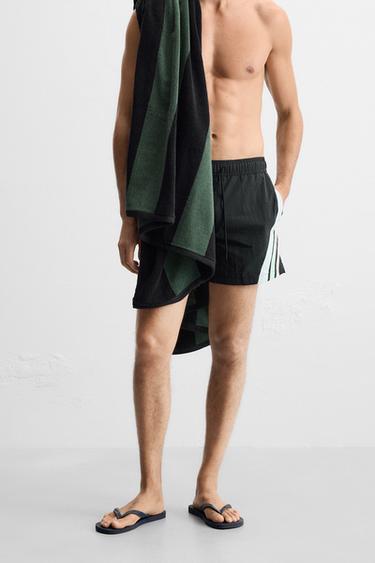 MID-LENGTH SWIMMING TRUNKS WITH CONTRAST BANDS - Black by Zara - Image 2