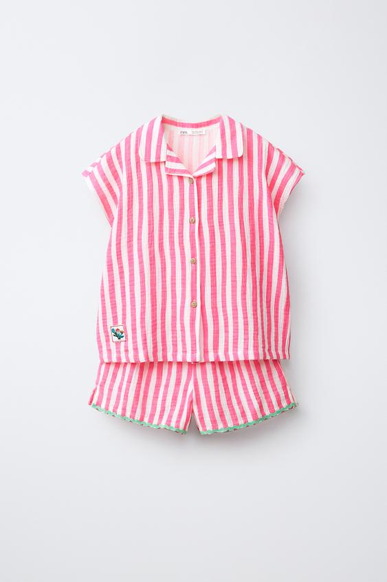 6-14 YEARS/ TEXTURED STRIPED PYJAMAS - Pink by Zara - Image 0