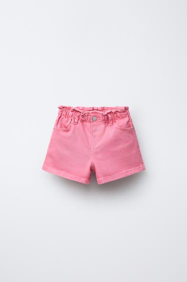 BERMUDA PAPERBAG CONFORT SERGÉ - Fuchsia de Zara