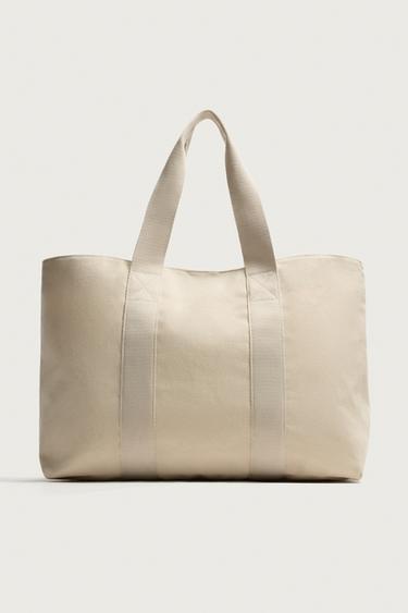 BOLSO SHOPPER TEJIDO - Blanco Crudo de Zara