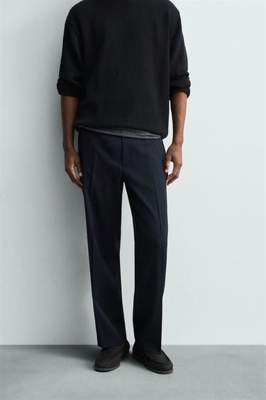 REGULAR FIT WOOL TROUSERS - Dark navy by Zara