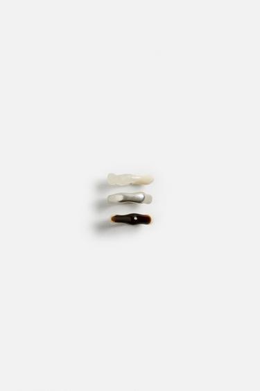 RINGE IM 3ER-PACK MIT MATERIALKOMBINATION - Verschiedene Farben von Zara