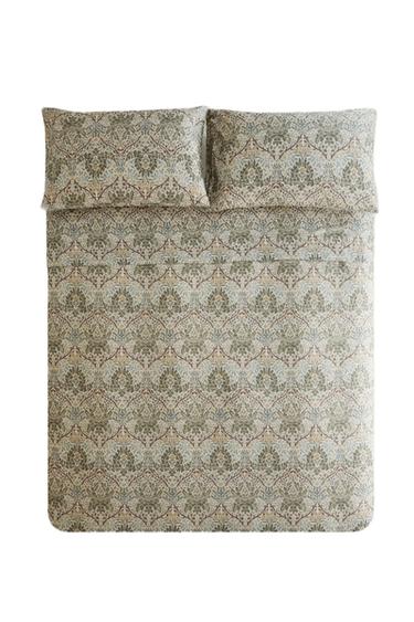 MORRIS & CO. LEAVES COTTON SATEEN DUVET COVER - Green by Zara