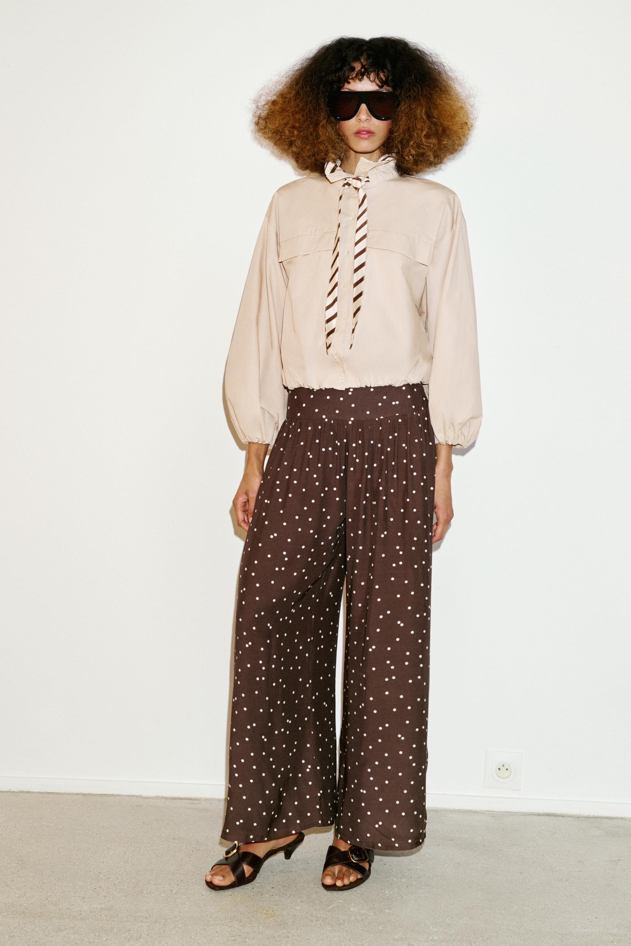 POLKA DOT WIDE LEG PANTS