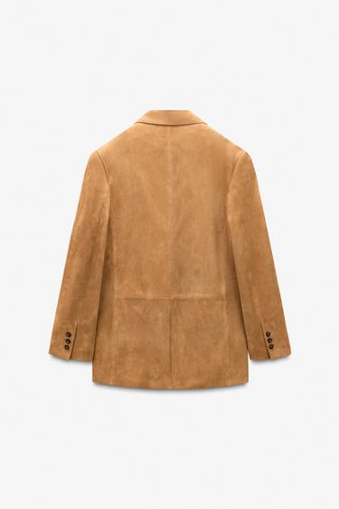 LIMITED EDITION 100% SUEDE LEATHER BLAZER - Mid-camel by Zara - Image 4