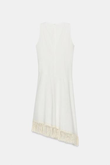 ROBE EN LIN À FRANGES ZW COLLECTION - Beige clair de Zara - Image 6