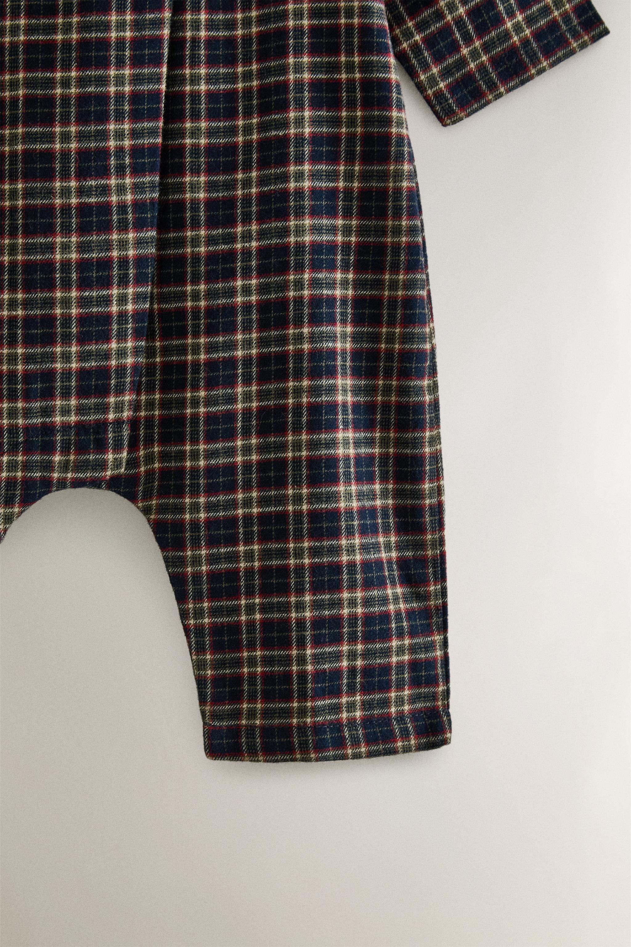 CHECK FLANNEL CHRISTMAS BABY ROMPER