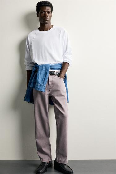 WASHED STRAIGHT-LEG TROUSERS - Purple by Zara