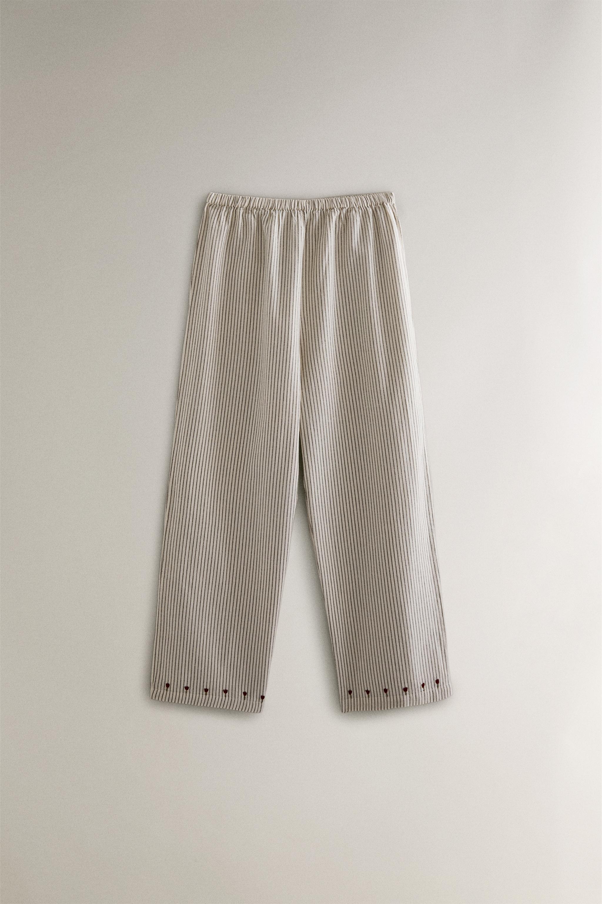 GATHERED STRIPED CHRISTMAS PAJAMA SET (SET OF 2)