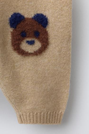 TEDDY BEAR KNIT JOGGERS - camel by Zara - Image 3