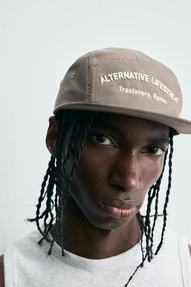 EMBROIDERED FLAT PEAK CAP - Brown / Taupe by Zara - Image 3